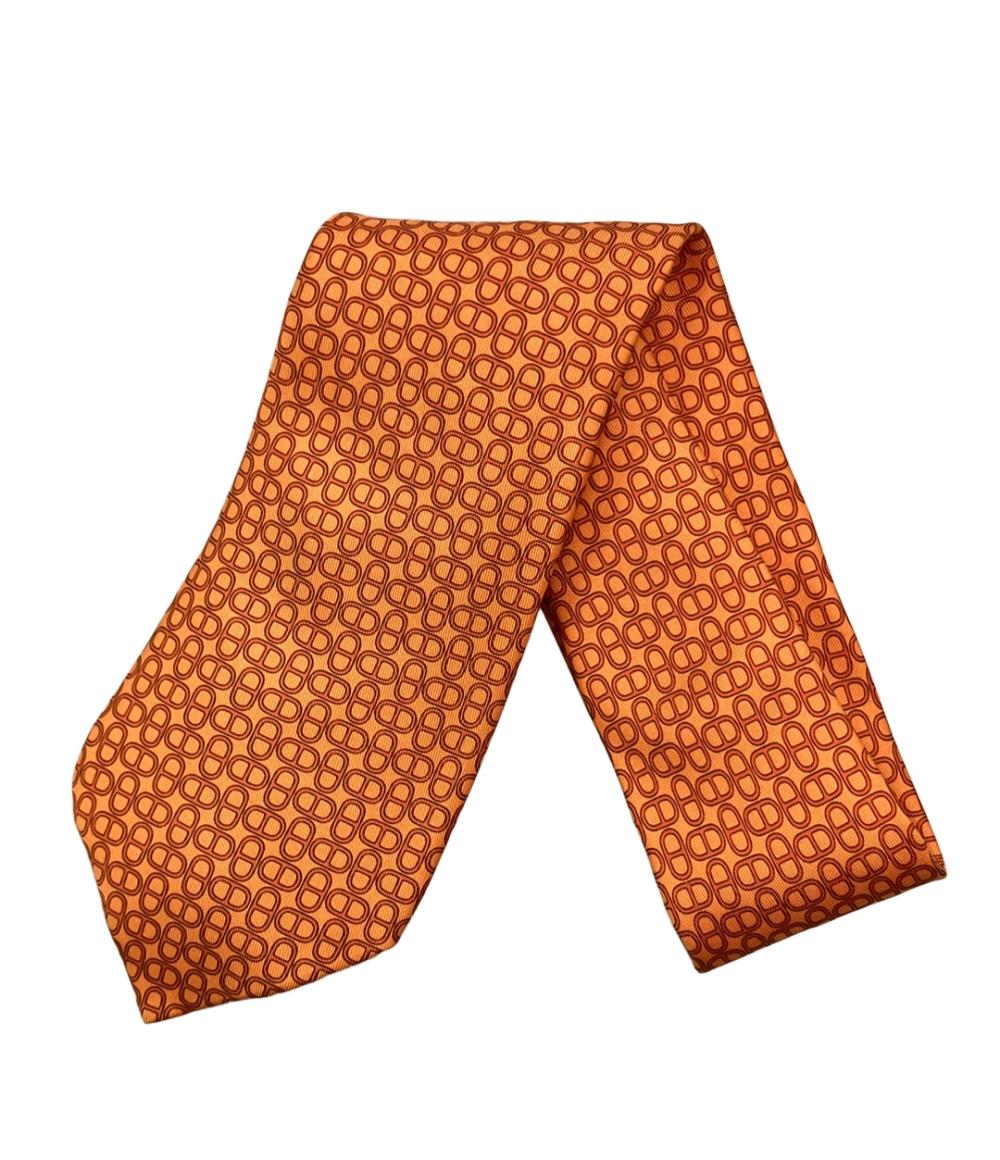美品 HERMES ネクタイ シルク100% シェーヌダンクル メンズ エルメス