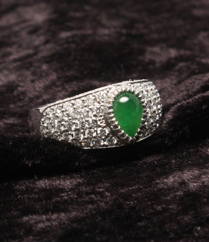 リング 指輪 K18WG エメラルド 1.022ct ダイヤ 1.386ct レディース SIZE 15号