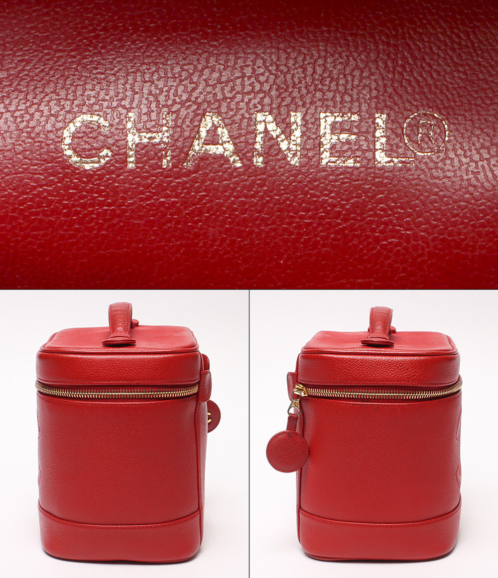 CHANEL バニティバッグ ポーチ ゴールド金具 3番台 キャビアスキン レディース シャネル