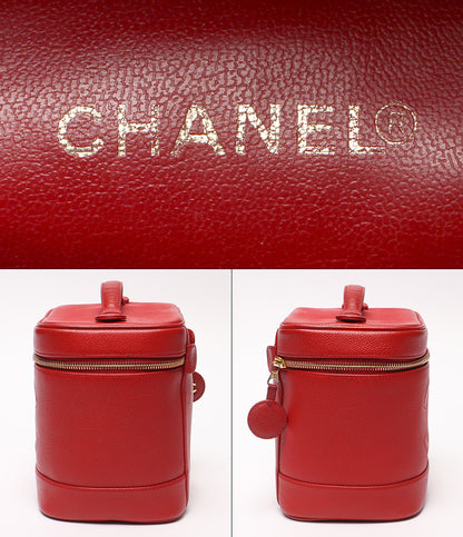 CHANEL バニティバッグ ポーチ ゴールド金具 3番台 キャビアスキン レディース シャネル