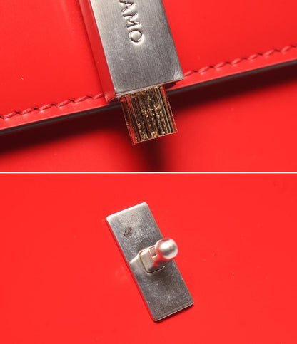 美品 FERRGAMO 2WAYハンドバッグ ショルダーバッグ 肩掛け 斜め掛け ジオメトリック ミニバッグ レディース フェラガモ