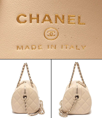 美品 CHANEL 2WAYチェーンショルダーバッグ ミニボストンバッグ 斜め掛け ゴールド金具 キャビアスキン マトラッセ レディース シャネル