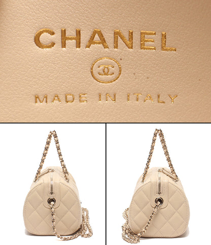 美品 CHANEL 2WAYチェーンショルダーバッグ ミニボストンバッグ 斜め掛け ゴールド金具 キャビアスキン マトラッセ レディース シャネル