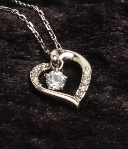 美品 ヨンドシー ネックレス SV ホワイトトパーズ ダイヤ ハートモチーフ 2020年モデル レディース 4℃