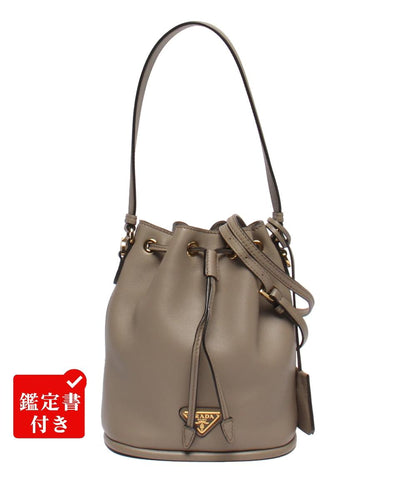 美品 PRADA 2wayショルダーバッグ ハンドバッグ 斜め掛け CLAYGRAY Re-Edition 1978 バケットバッグ レディース プラダ