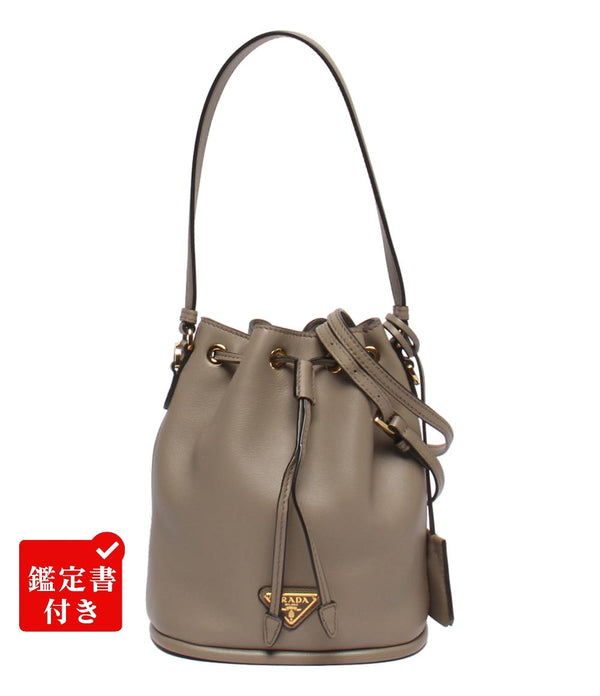 美品 PRADA 2wayショルダーバッグ ハンドバッグ 斜め掛け CLAYGRAY Re-Edition 1978 バケットバッグ レディース プラダ
