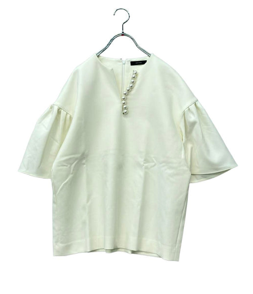 yokochan ホワイト パール半袖ブラウス YOKO CHAN 半袖シャツ ブラウス パール YCB-421-285 レディース SIZE