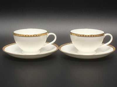 美品 ティファニー カップ＆ソーサー 2客セット ペア ゴールドバンド TIFFANY&Co.