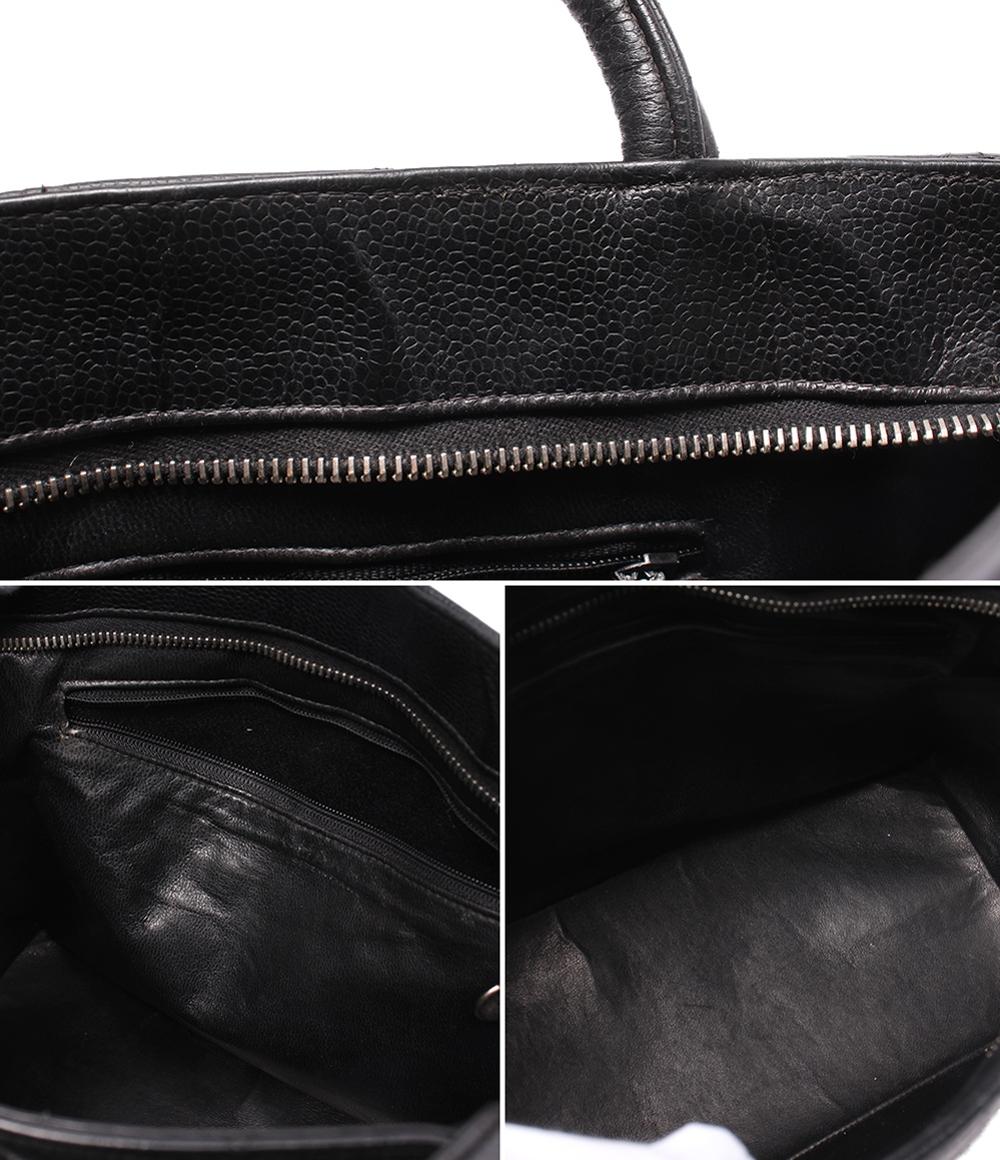 CHANEL トートバッグ シルバー金具 復刻トート キャビアスキン メダリオン ココマーク ６番台 レディース シャネル