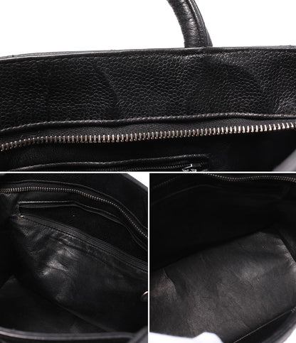 CHANEL トートバッグ シルバー金具 復刻トート キャビアスキン メダリオン ココマーク ６番台 レディース シャネル