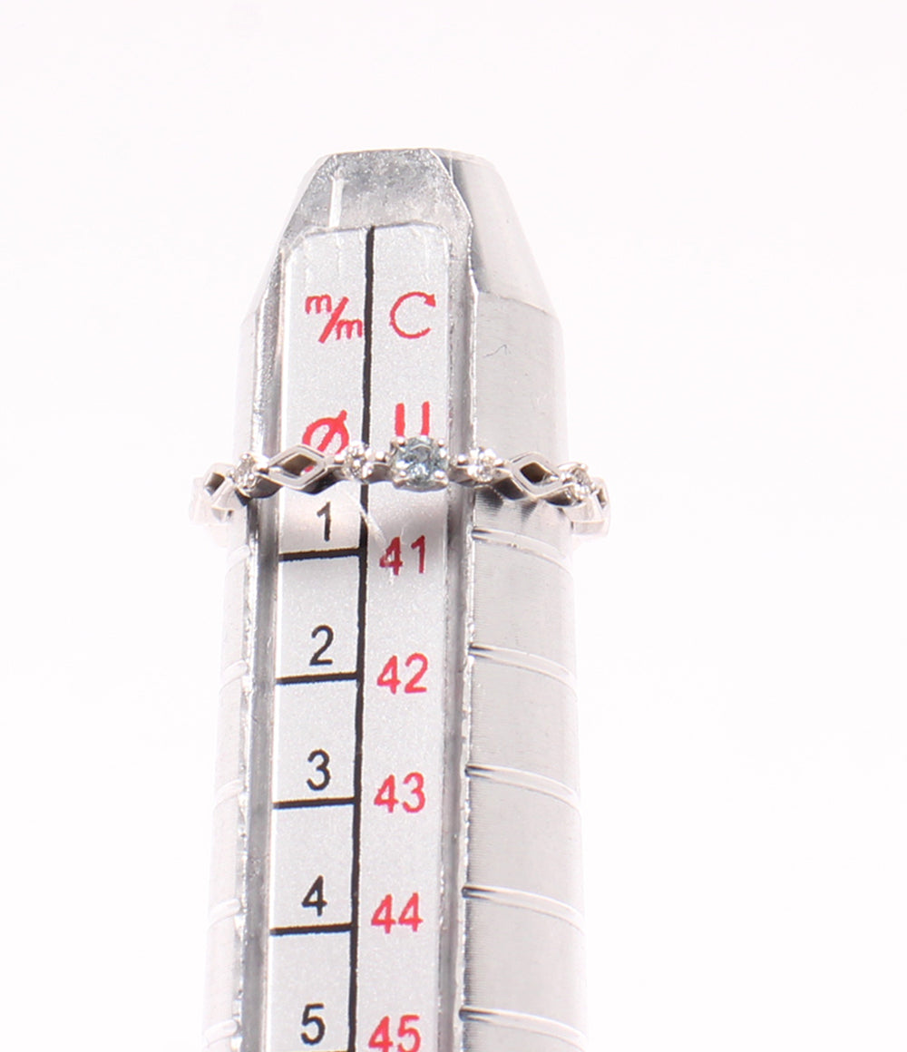 美品 4℃ ピンキーリング 指輪 K10 アクアマリン ダイヤ レディース SIZE 1号 ヨンドシー