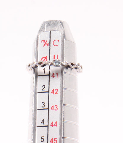 美品 4℃ ピンキーリング 指輪 K10 アクアマリン ダイヤ レディース SIZE 1号 ヨンドシー