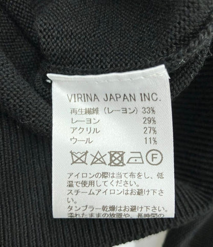 美品 ヴィリーナ ウールアクリルVネックニットカーディガン 薄手 レディース VIRINA