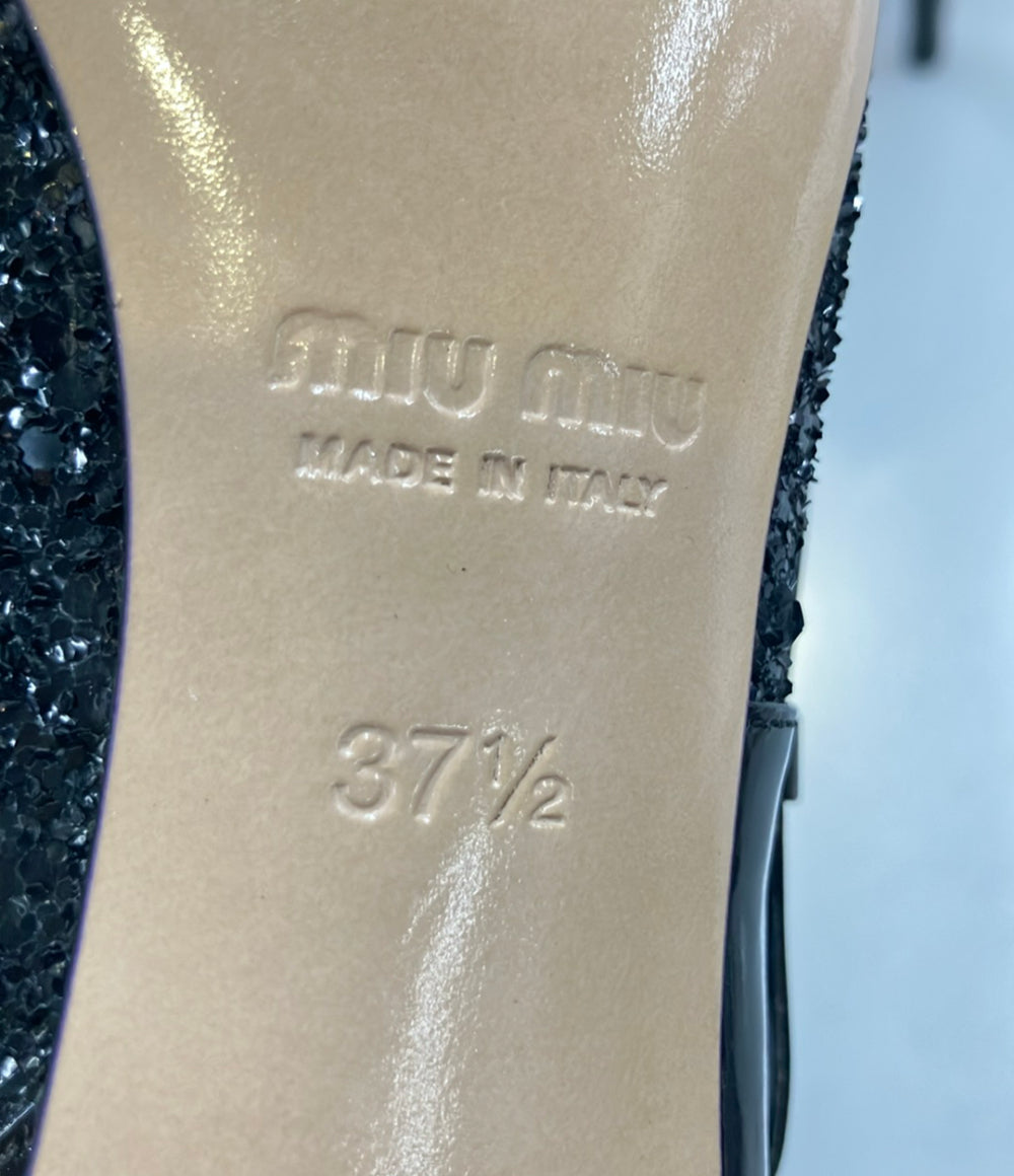 Miu Miu ポインテッドトゥパンプス グリッター パテントレザー