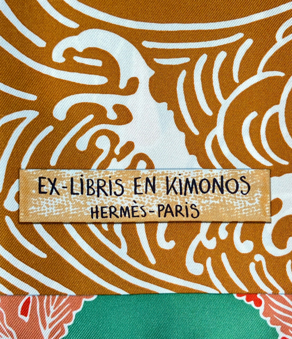 HERMES スカーフ カレ90 シルク100% キモノ・エクスリブリス