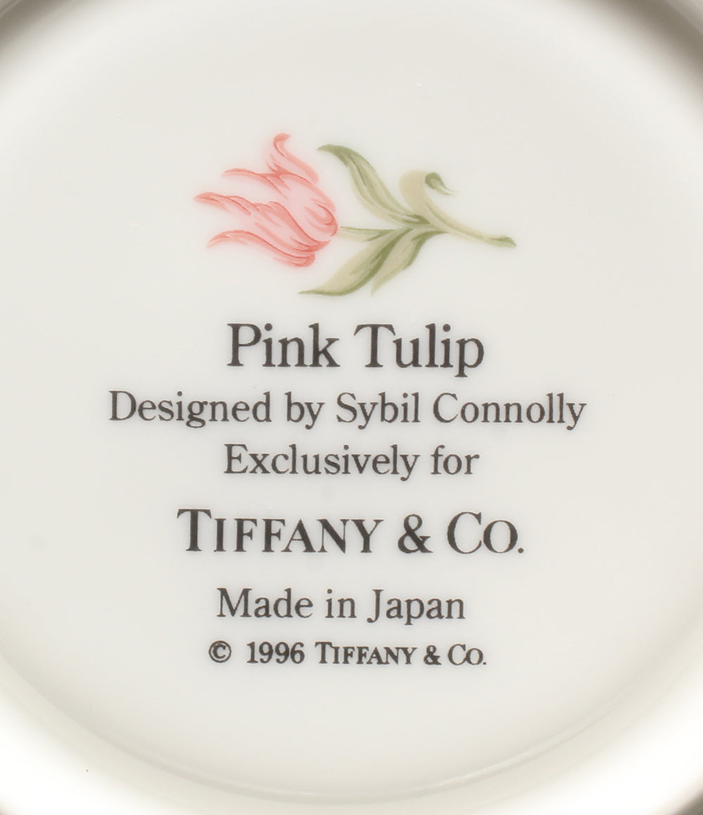 美品 Tiffany & Co. デミタスカップ＆ソーサー 2客セット ペア ピンクチューリップ ティファニー