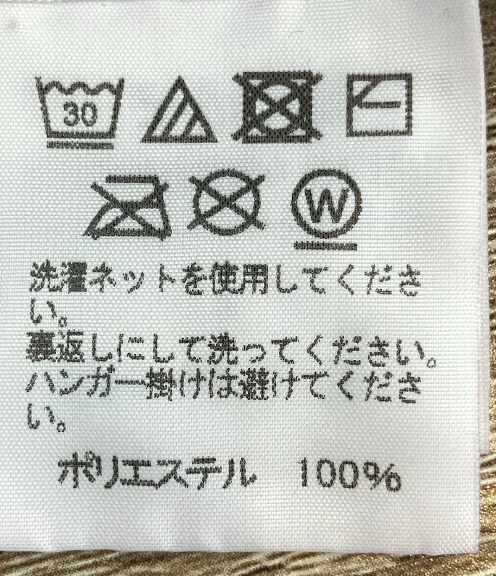 美品 ISSEY MIYAKE 半袖シャツ プリーツ レッド×ブラック模様 IM84FJ636 レディース SIZE 2 (M) イッセイミヤケ