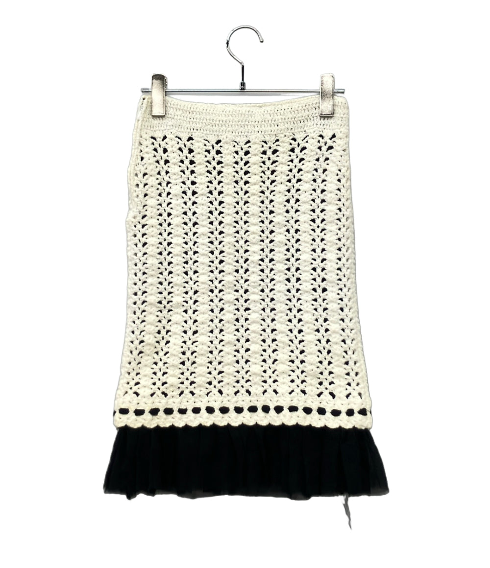 美品 CHANEL ブラックシフォン×クロシェスカート レディース SIZE 36 (S) シャネル