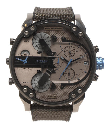 美品 DIESEL 腕時計 ミスターダディ Mr Daddy クオーツ ブラック系 DZ-7420 メンズ ディーゼル