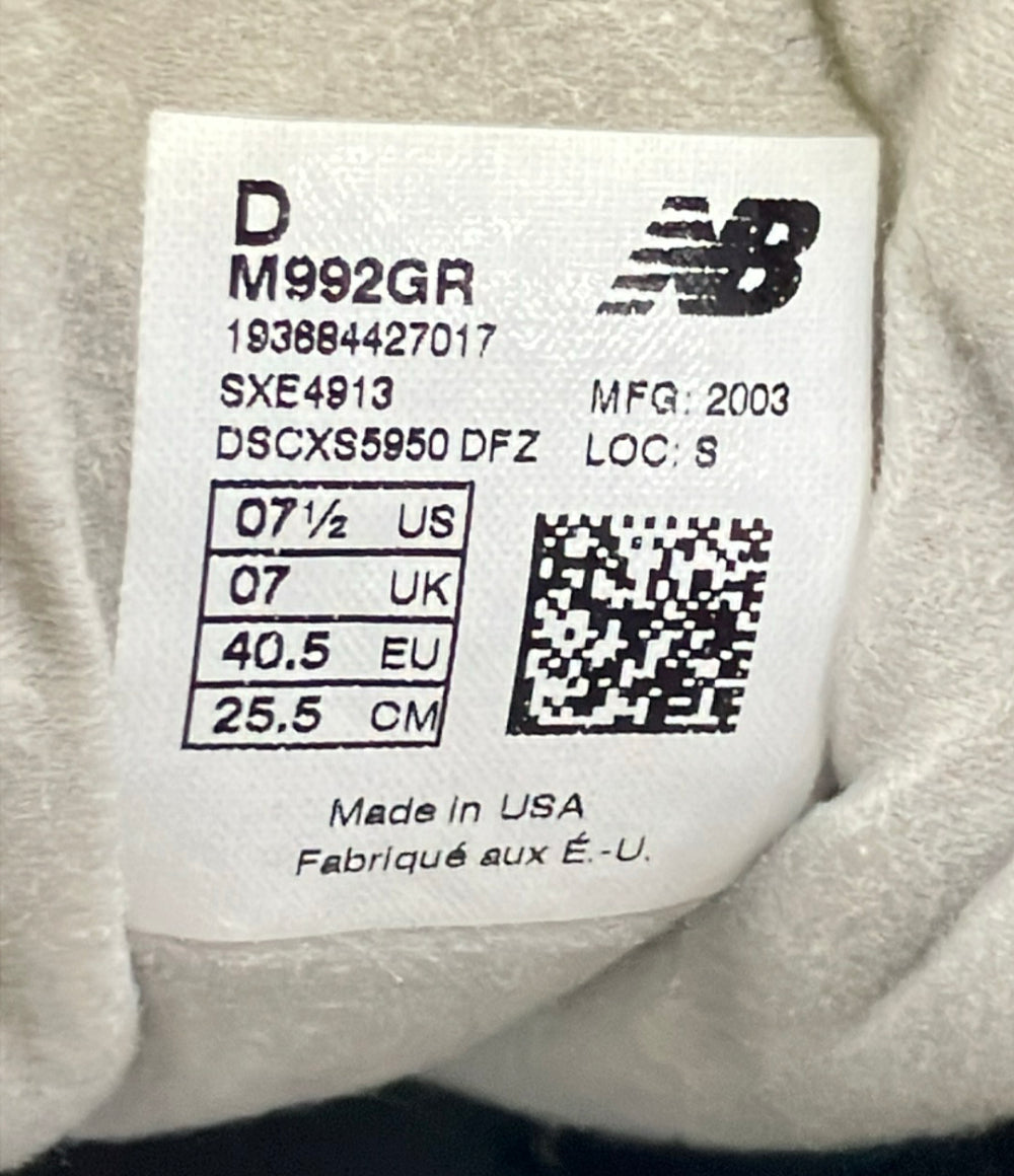 NEW BALANCE ローカットスニーカー M992GR ユニセックス SIZE 25.5 (XL) ニューバランス