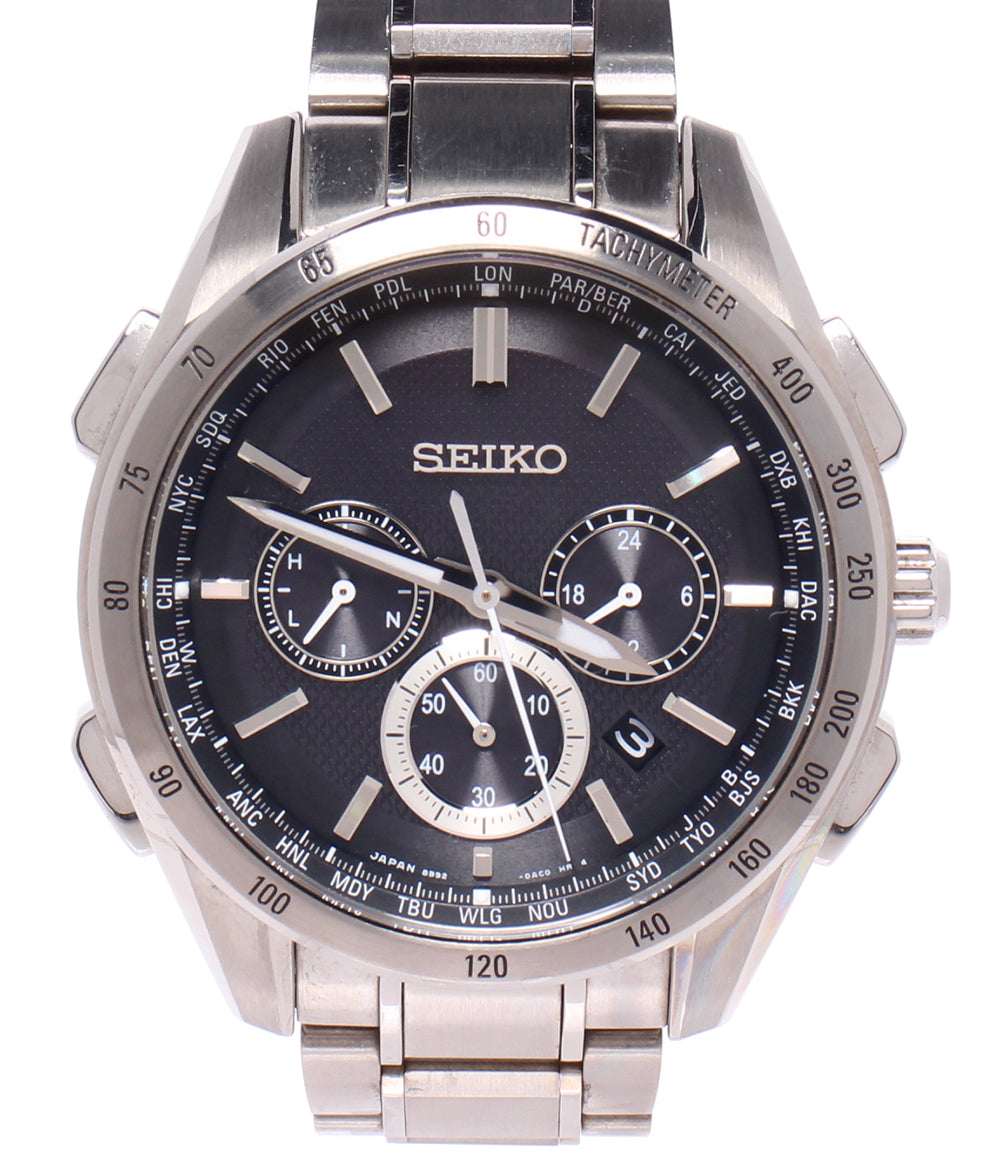 SEIKO 腕時計 フライトエキスパート ブライツ BRIGHTZ ソーラー電波 ブラック 8B92-0AB0 メンズ セイコー