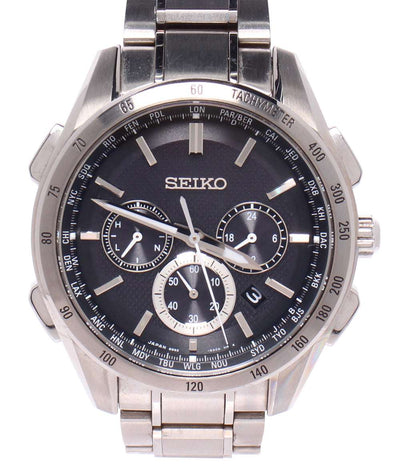SEIKO 腕時計 フライトエキスパート ブライツ BRIGHTZ ソーラー電波 ブラック 8B92-0AB0 メンズ セイコー