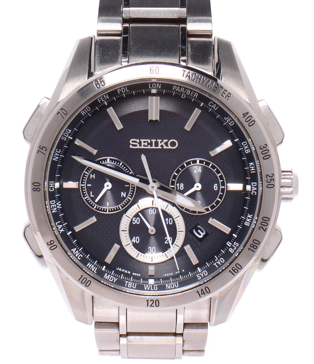 SEIKO 腕時計 フライトエキスパート ブライツ BRIGHTZ ソーラー電波 ブラック 8B92-0AB0 メンズ セイコー