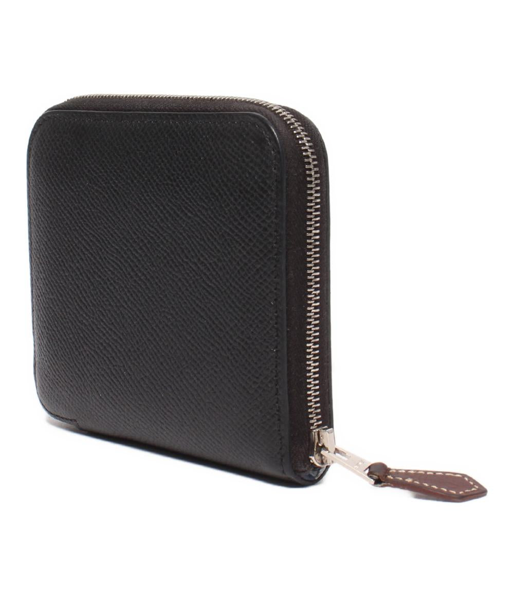 HERMES ラウンドファスナー財布 D刻印 シルバー金具 アザップコンパクト シルクイン レディース エルメス