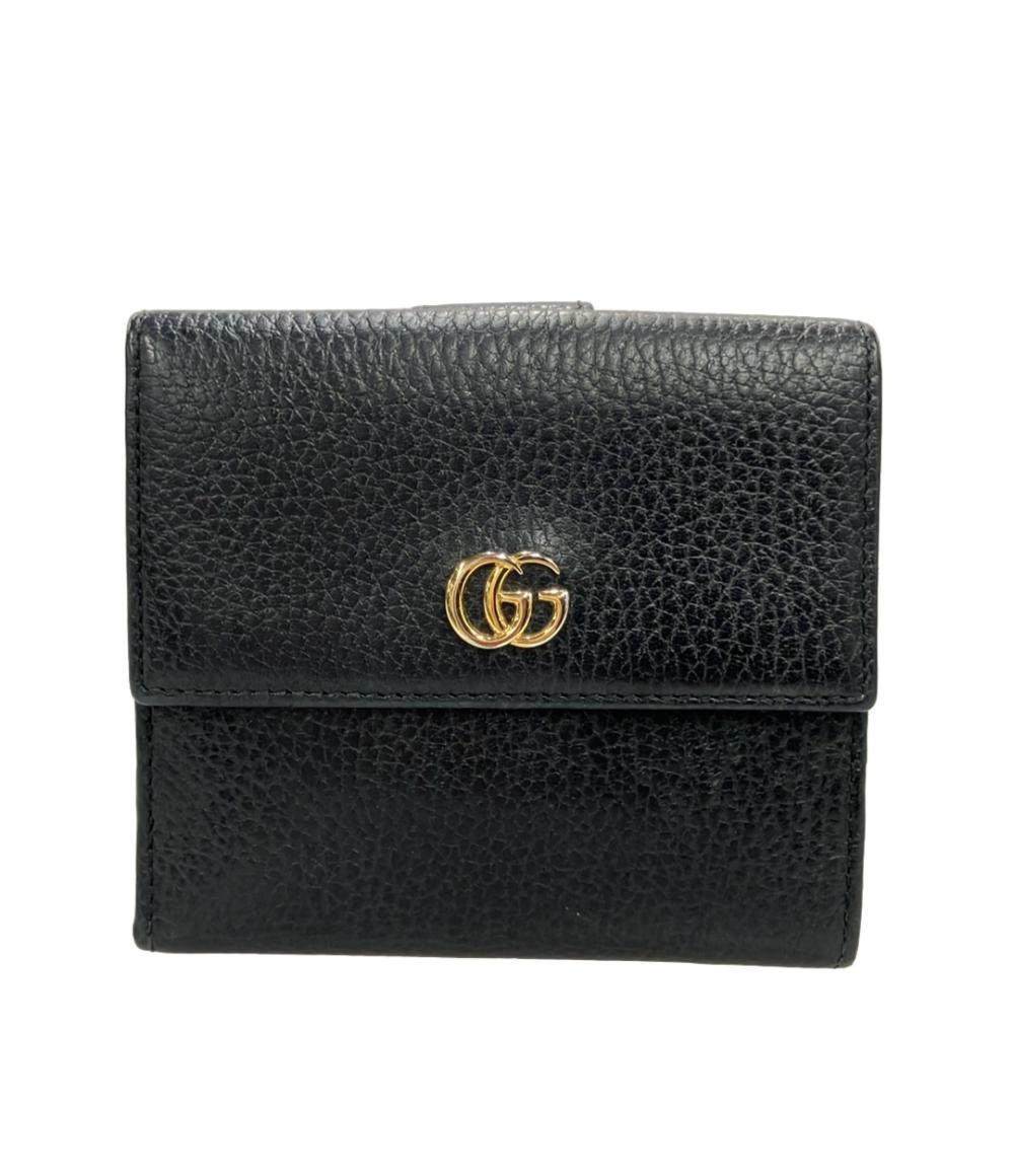 GUCCI ダブルホック 二つ折り財布 コンパクトウォレット レザー GGマーモント 456122 496334 レディース グッチ