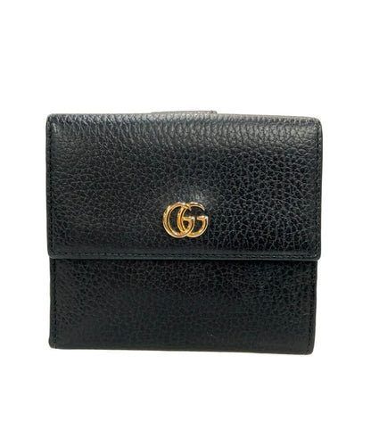 GUCCI ダブルホック 二つ折り財布 コンパクトウォレット レザー GGマーモント 456122 496334 レディース グッチ