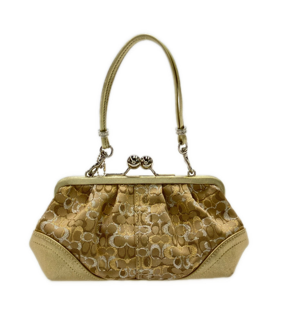 美品 COACH ハンドバッグ がま口 ポーチ ミニシグネチャー 3597