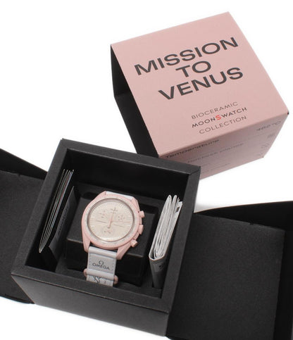 美品 オメガ×スウォッチ 腕時計 MOON クオーツ ピンク ユニセックス OMEGA×SWATCH