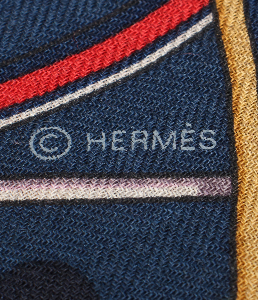 美品 HERMES 大判ストール スカーフ VOITURES EN EQUILIBRE 精巧な馬車 レディース エルメス