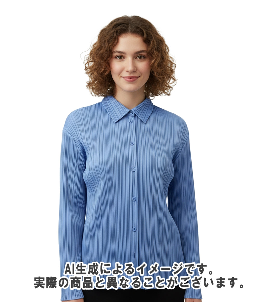 PLEATS PLEASE 長袖シャツ ブラウス ライトブルー プリーツ PLEATS SHIRT PP53JJ491 レディース SIZE 5 (XXL) プリーツプリーズ