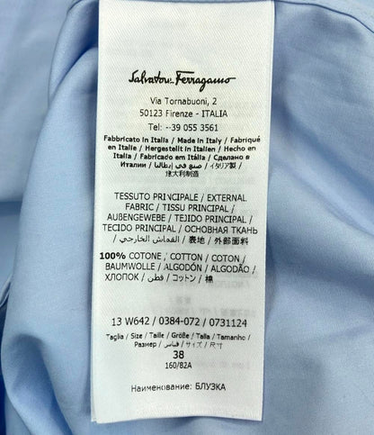 美品 Salvatore Ferragamo 半袖ブラウス ノーカラーブラウス レディース SIZE 38 (S) サルヴァトーレフェラガモ