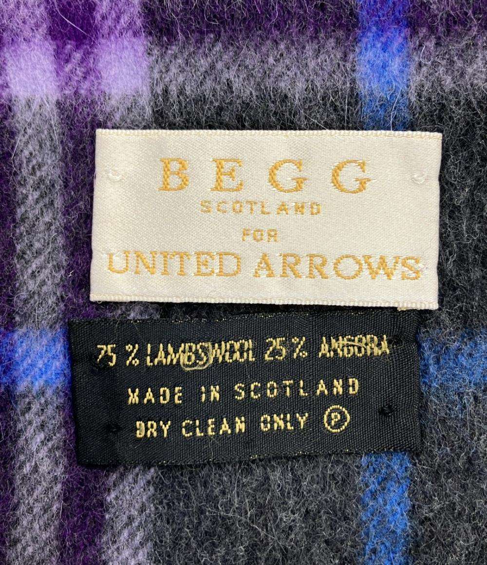美品 ベグユナイテッドアローズ マフラー チェック柄 メンズ BEGG for