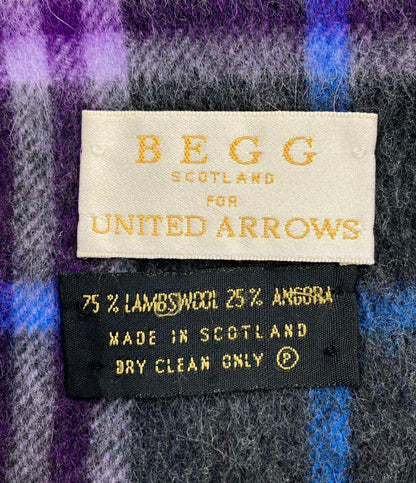 美品 ベグユナイテッドアローズ マフラー チェック柄 メンズ BEGG for UNITED ARROWS