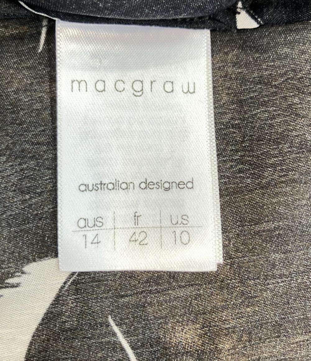 macgraw 半袖ブラウス フリル 透け感 シフォン フェミニン Migration Bird Print Blouse レディース SIZE aus14 (XL) マックグロー