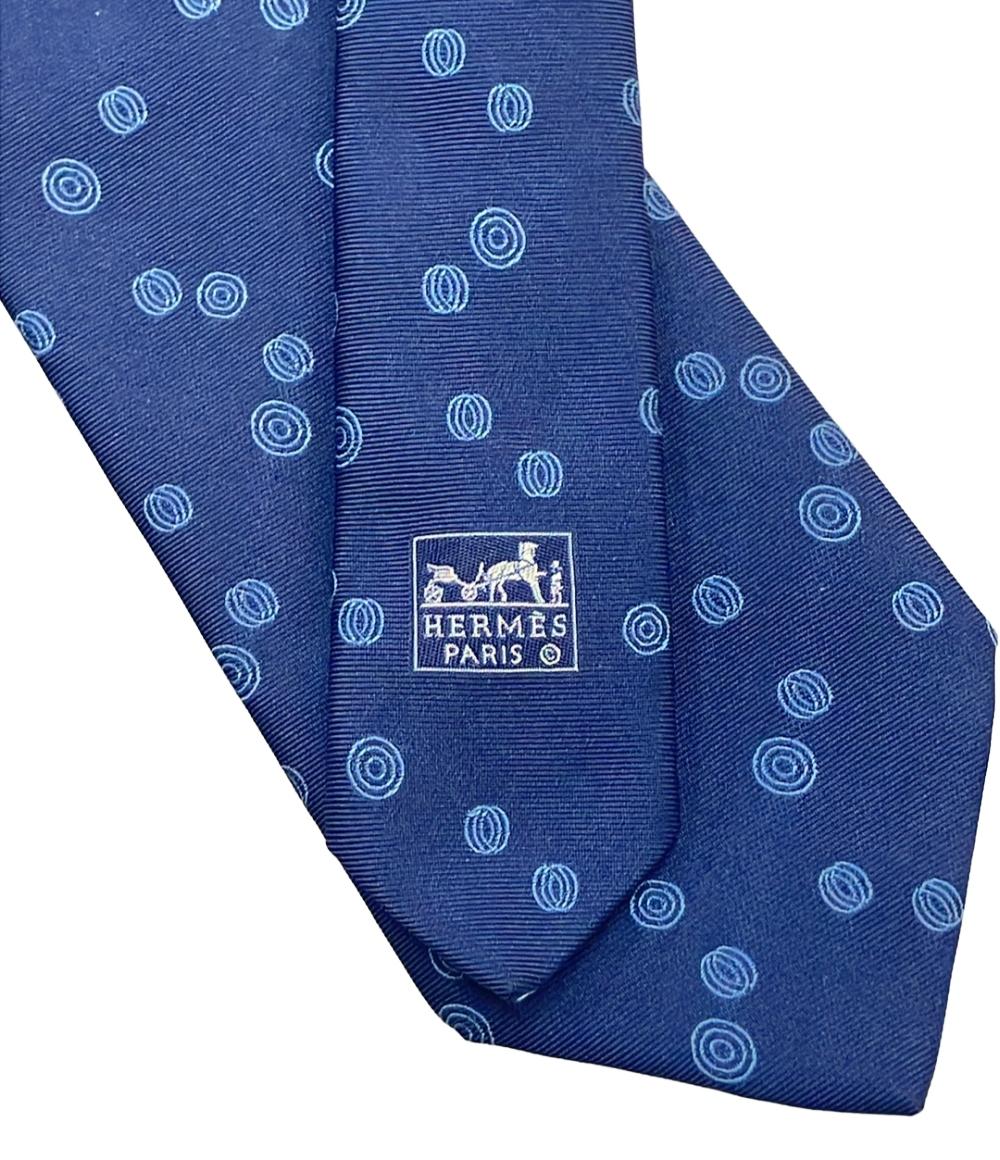 美品 エルメス ネクタイ シルク100% 総柄 メンズ HERMES