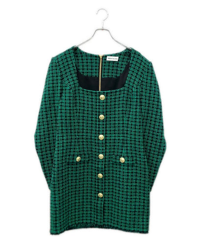 美品 REBECCA VALLANCE 長袖 チェックツイード ワンピース レディース SIZE 10 レベッカヴァランス