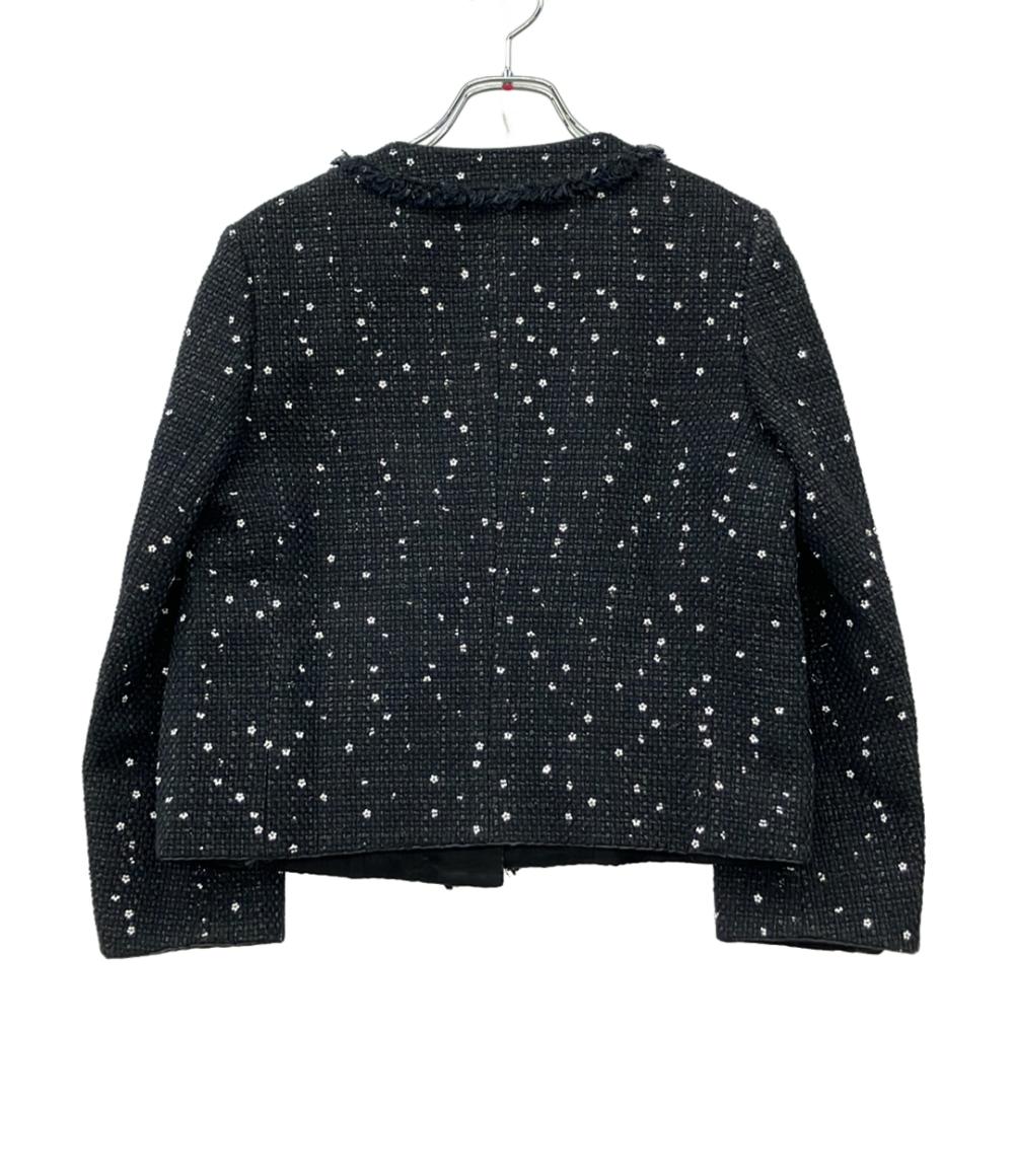 ebure ノーカラージャケット リネンブレンド スパンコールツイード 24ss 3910400156 レディース SIZE 36 (S) エブール