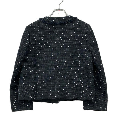 ebure ノーカラージャケット リネンブレンド スパンコールツイード 24ss 3910400156 レディース SIZE 36 (S) エブール