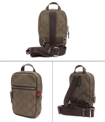 美品 GUCCI ボディバッグ ショルダーバッグ 斜め掛け GGキャンバス 834258 0416 メンズ グッチ