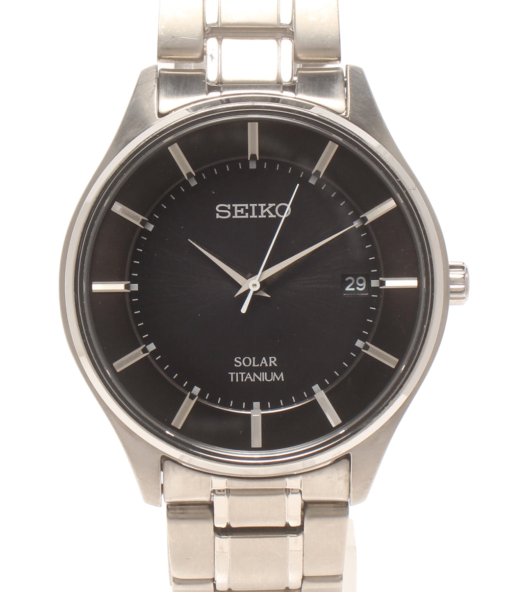 SEIKO 腕時計 ソーラー ブラック V157-0BX0 メンズ セイコー