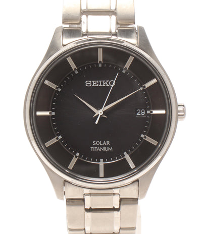 SEIKO 腕時計 ソーラー ブラック V157-0BX0 メンズ セイコー