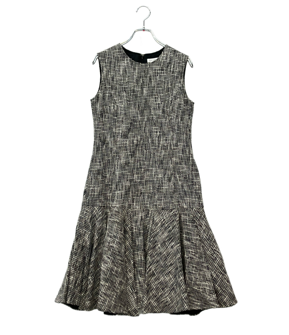 ADEAM ノースリーブワンピース モノトーン ツイード 裾フレア 41191-AROOA03L レディース SIZE 0 (XS) アディアム