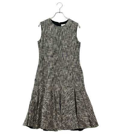 ADEAM ノースリーブワンピース モノトーン ツイード 裾フレア 41191-AROOA03L レディース SIZE 0 (XS) アディアム