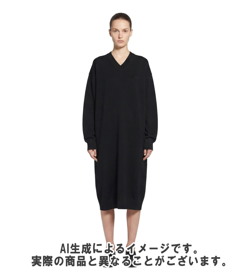 BALENCIAGA 長袖 Vネック ニットワンピース 599890 T4101 レディース SIZE S バレンシアガ