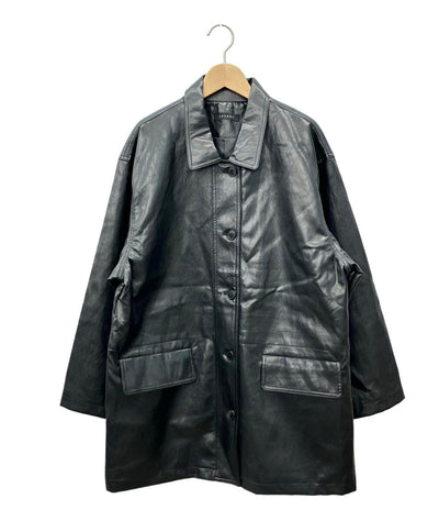 美品 アモマ ヴィーガンレザーオーバージャケット レディース AMOMMA