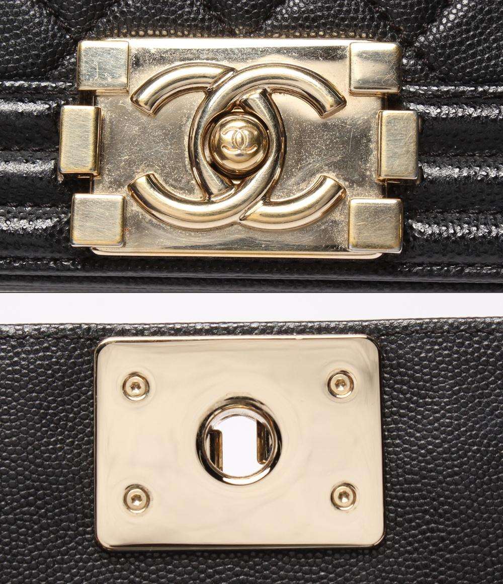 CHANEL チェーンショルダーバッグ ボーイシャネル 25 ゴールド金具 キャビアスキン マトラッセ レディース シャネル